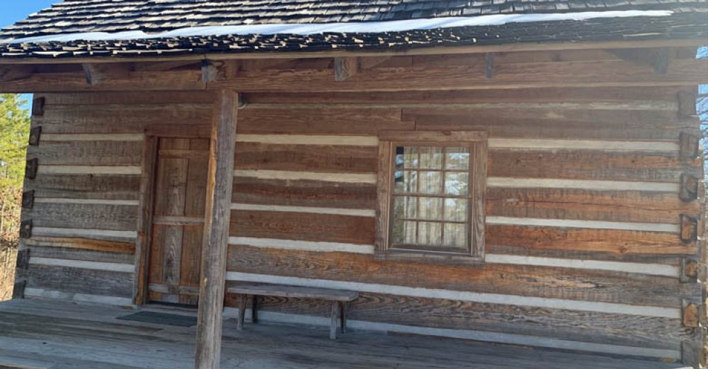 vintage heart pine cabin.